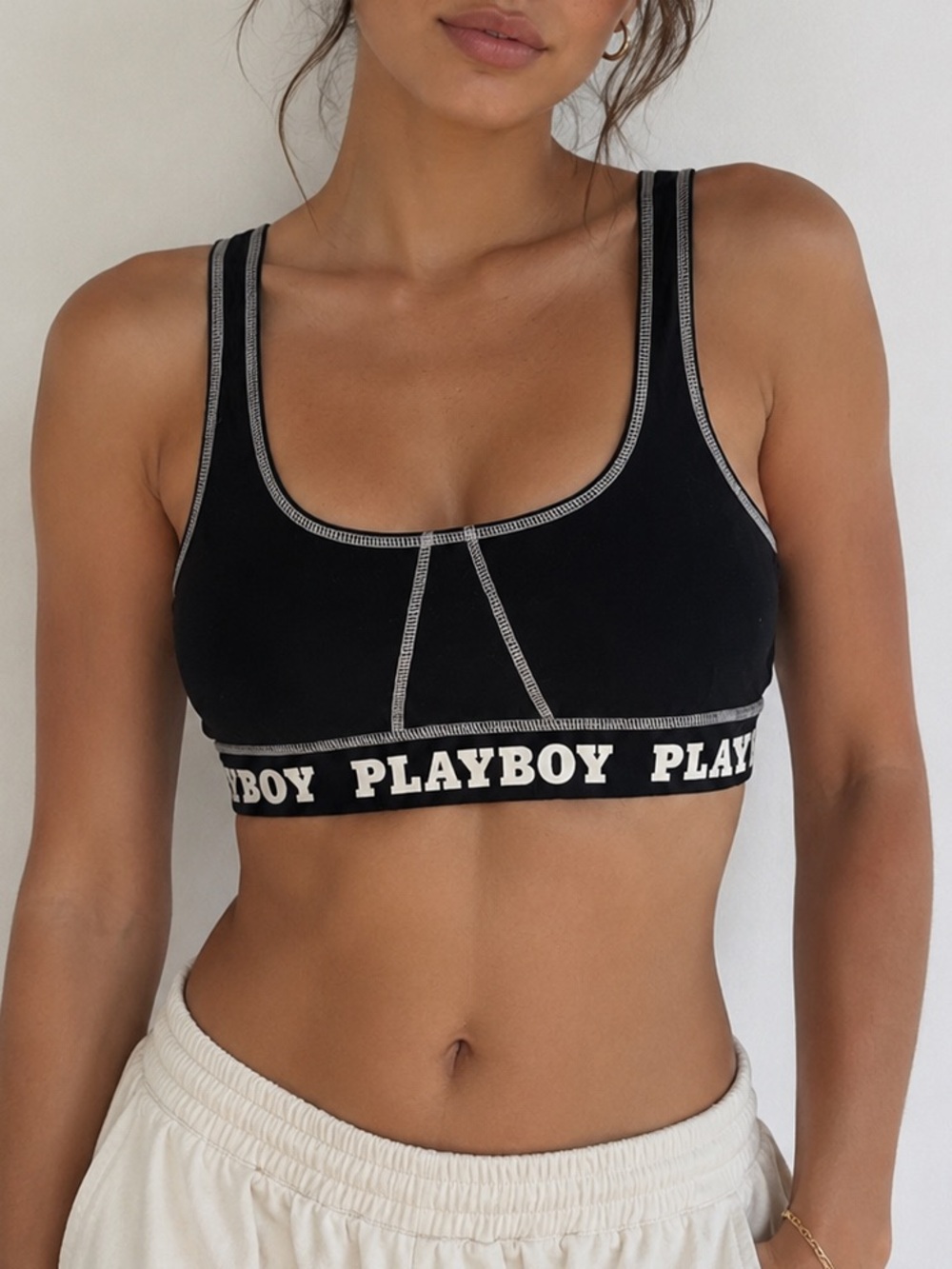 Rare Pacsun Playboy Black and White Logo Sports Bralette